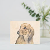 Dachshund (Longhaire) Schilderen - Oorspronkelijke Briefkaart (Staand voorkant)