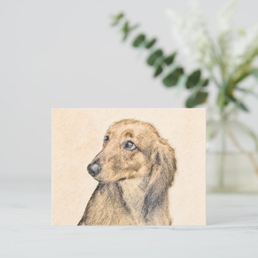 Dachshund (Longhaire) Schilderen - Oorspronkelijke Briefkaart (Staand voorkant)