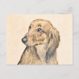 Dachshund (Longhaire) Schilderen - Oorspronkelijke Briefkaart