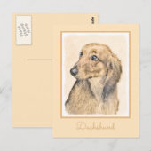 Dachshund (Longhaire) Schilderen - Oorspronkelijke Briefkaart (Voorkant / Achterkant)