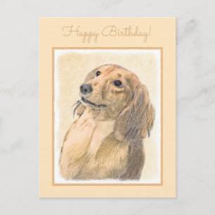 Dachshund (Longhaire) Schilderen - Oorspronkelijke Briefkaart