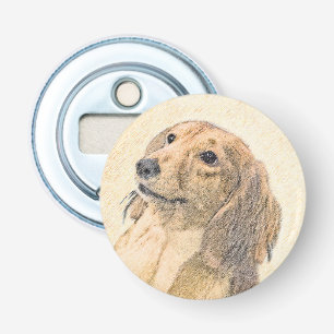 Dachshund (Longhaire) Schilderen - Oorspronkelijke Button Flesopener