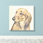 Dachshund (Longhaire) Schilderen - Oorspronkelijke Canvas Afdruk (Insitu (Houten vloer))