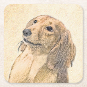 Dachshund (Longhaire) Schilderen - Oorspronkelijke Kartonnen Onderzetters