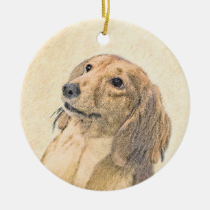 Dachshund (Longhaire) Schilderen - Oorspronkelijke Keramisch Ornament