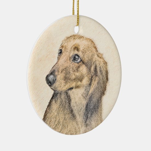 Dachshund (Longhaire) Schilderen - Oorspronkelijke Keramisch Ornament (Rechts)