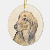 Dachshund (Longhaire) Schilderen - Oorspronkelijke Keramisch Ornament (Links)