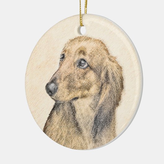 Dachshund (Longhaire) Schilderen - Oorspronkelijke Keramisch Ornament (Links)