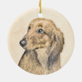 Dachshund (Longhaire) Schilderen - Oorspronkelijke Keramisch Ornament (Achterkant)