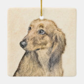 Dachshund (Longhaire) Schilderen - Oorspronkelijke Keramisch Ornament (Achterkant)