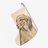 Dachshund (Longhaire) Schilderen - Oorspronkelijke Kleine Kerstsok (Achterkant (Hangend))