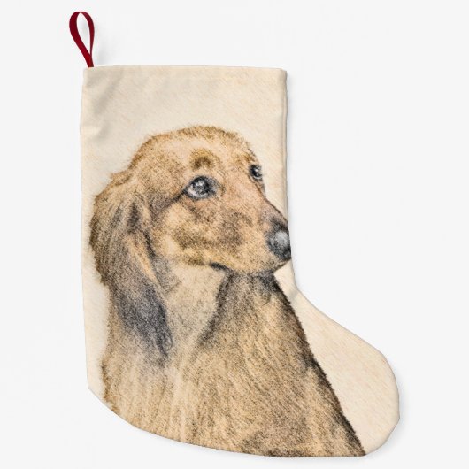 Dachshund (Longhaire) Schilderen - Oorspronkelijke Kleine Kerstsok (Voorkant)