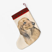 Dachshund (Longhaire) Schilderen - Oorspronkelijke Kleine Kerstsok (Achterkant (Hangend))