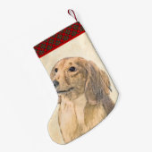 Dachshund (Longhaire) Schilderen - Oorspronkelijke Kleine Kerstsok (Achterkant (Hangend))