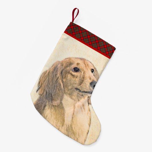 Dachshund (Longhaire) Schilderen - Oorspronkelijke Kleine Kerstsok (Voorkant (Hangend))