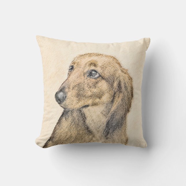 Dachshund (Longhaire) Schilderen - Oorspronkelijke Kussen (Voorkant)