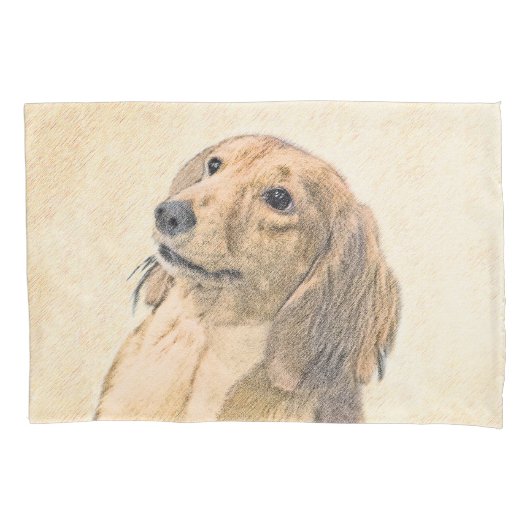 Dachshund (Longhaire) Schilderen - Oorspronkelijke Kussensloop (Voorkant)