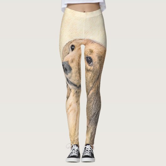 Dachshund (Longhaire) Schilderen - Oorspronkelijke Leggings (Voorkant)