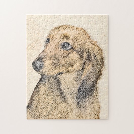 Dachshund (Longhaire) Schilderen - Oorspronkelijke Legpuzzel (Verticaal)