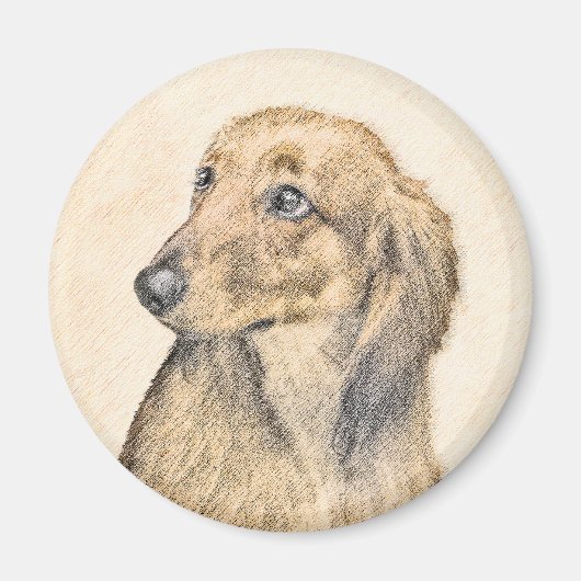 Dachshund (Longhaire) Schilderen - Oorspronkelijke Magneet (Voorkant)