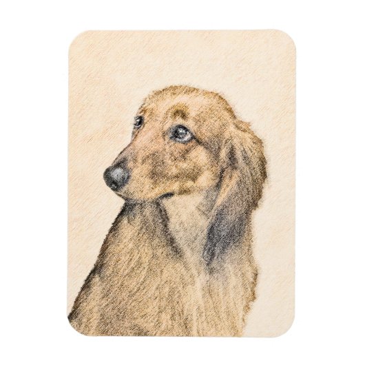 Dachshund (Longhaire) Schilderen - Oorspronkelijke Magneet (Verticaal)