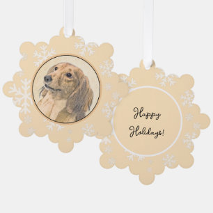 Dachshund (Longhaire) Schilderen - Oorspronkelijke Ornament Kaart