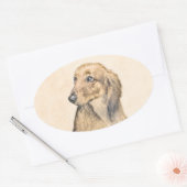 Dachshund (Longhaire) Schilderen - Oorspronkelijke Ovale Sticker (Envelop)