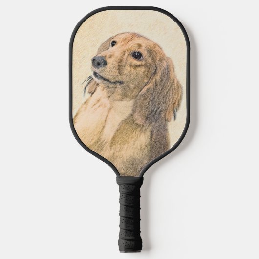 Dachshund (Longhaire) Schilderen - Oorspronkelijke Pickleball Paddle (Voorkant)