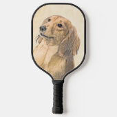 Dachshund (Longhaire) Schilderen - Oorspronkelijke Pickleball Paddle (Achterkant)