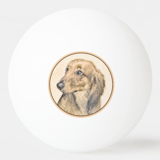 Dachshund (Longhaire) Schilderen - Oorspronkelijke Pingpongbal (Achterkant)
