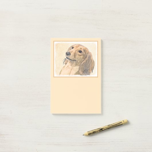Dachshund (Longhaire) Schilderen - Oorspronkelijke Post-it® Notes (Op bureau)