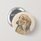 Dachshund (Longhaire) Schilderen - Oorspronkelijke Ronde Button 5,7 Cm (Voorkant /achterkant)