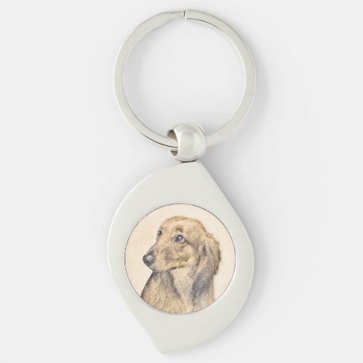 Dachshund (Longhaire) Schilderen - Oorspronkelijke Sleutelhanger (Voorkant)