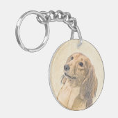 Dachshund (Longhaire) Schilderen - Oorspronkelijke Sleutelhanger (Voorkant Links)