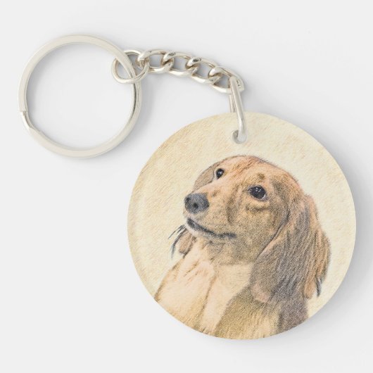 Dachshund (Longhaire) Schilderen - Oorspronkelijke Sleutelhanger (Voorkant)