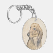 Dachshund (Longhaire) Schilderen - Oorspronkelijke Sleutelhanger (Voorkant Links)