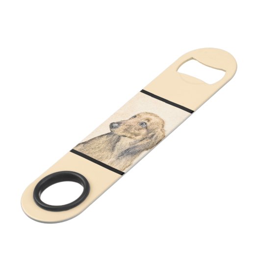 Dachshund (Longhaire) Schilderen - Oorspronkelijke Speed Flessenopener (Voorkant Gekanteld)