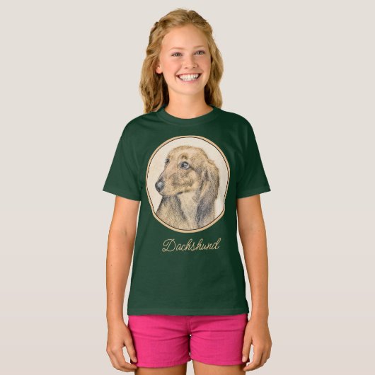 Dachshund (Longhaire) Schilderen - Oorspronkelijke T-shirt (Voorkant volledig)