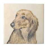Dachshund (Longhaire) schilderen - Oorspronkelijke Tegeltje (Voorkant)