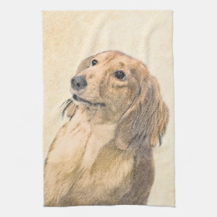 Dachshund (Longhaire) Schilderen - Oorspronkelijke Theedoek