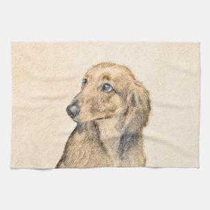 Dachshund (Longhaire) Schilderen - Oorspronkelijke Theedoek