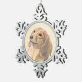 Dachshund (Longhaire) Schilderen - Oorspronkelijke Tin Sneeuwvlok Ornament (Rechts)