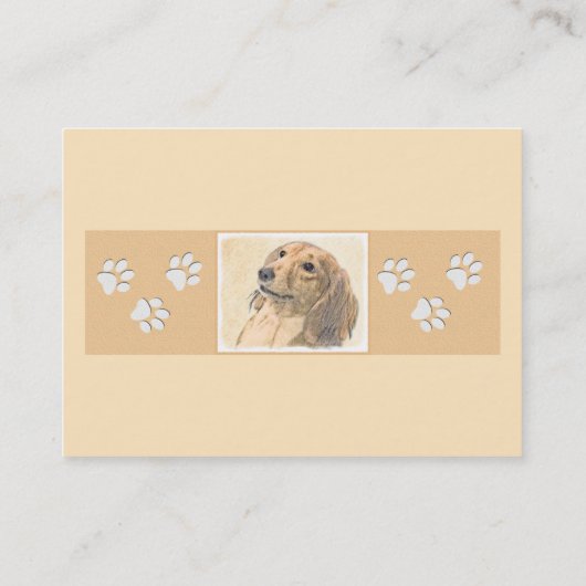 Dachshund (Longhaire) Schilderen - Oorspronkelijke Visitekaartje (Achterkant)