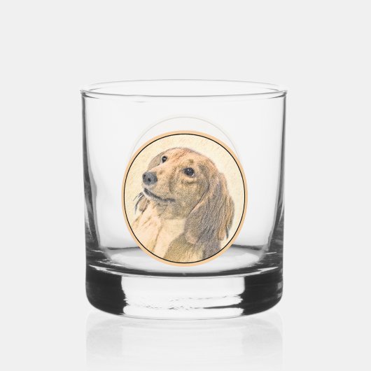 Dachshund (Longhaire) Schilderen - Oorspronkelijke Whisky Glas (Voorkant)