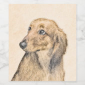 Dachshund (Longhaire) Schilderen - Oorspronkelijke Wijn Etiket (Enkel label)