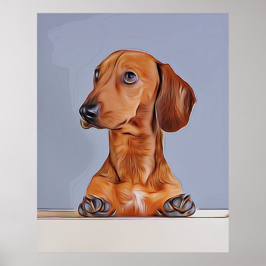 Dachshund Looking Away Doxie Dog Birthday Poster (Voorkant)