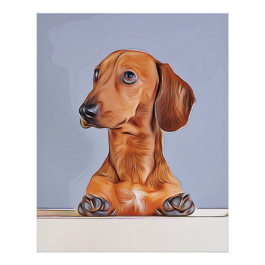 Dachshund Looking Away Doxie Dog Birthday Poster (Voorkant)