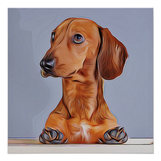 Dachshund Looking Away Doxie Dog Birthday Poster (Voorkant)
