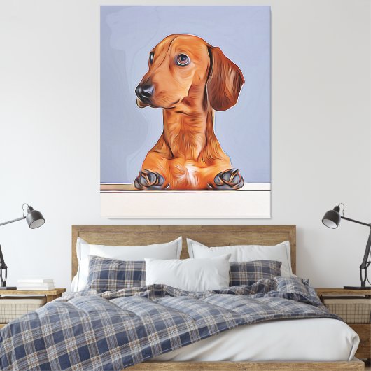 Dachshund Looking Away Doxie Dog Birthday Poster Canvas Afdruk (Insitu (Slaapkamer))