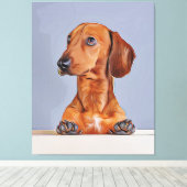 Dachshund Looking Away Doxie Dog Birthday Poster Canvas Afdruk (Insitu (Houten vloer))